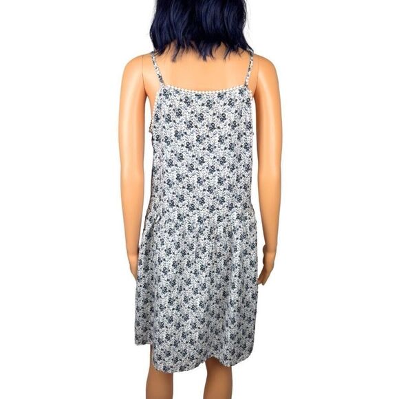 Loft Blue and White Floral Strappy Knee Length Dress Size Small - Picture 6 of 6